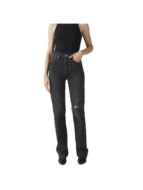 NWT Levis Ribcage Straight full length black high rise jeans in broken sunset 29